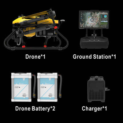 4 Hektar/H 60 Acres/H Drone Penyemprotan Pertanian Presisi UAV 10 Liter 26KG Beban Penuh HXF10