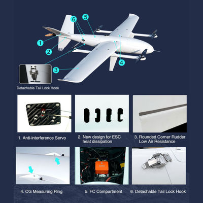 3.5Hours Industrial Inspection Drone Carbon Fiber VTOL Mapping Drone 13.5KG Take Off Weight HXAYK-250