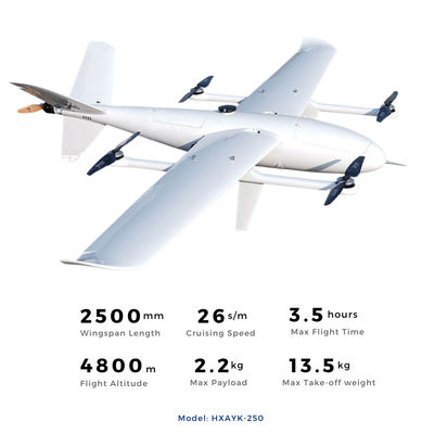 El peso de la carga 2.2KG que examinaba la cámara inclinable fijó a Wing Drone Vertical Takeoff Street que modelaba HXAYK-250