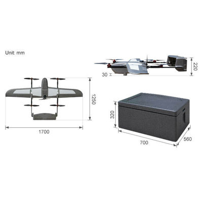 UAV VTOL Fixed Wing Drone 2KG Payload 4000M Max Takeoff Weight 90 Min Flight Time